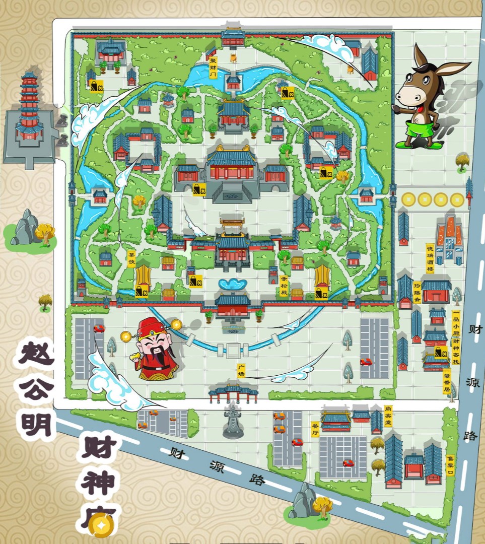 洋县寺庙类手绘地图